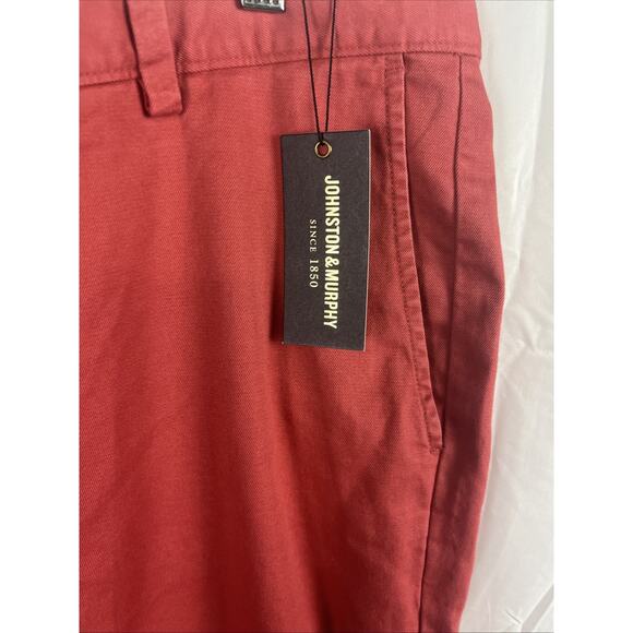 Johnston and Murphy Pants Mens 34x30 Red Classic Chino 5 Pocket Slim Fit NWT - Picture 2 of 8